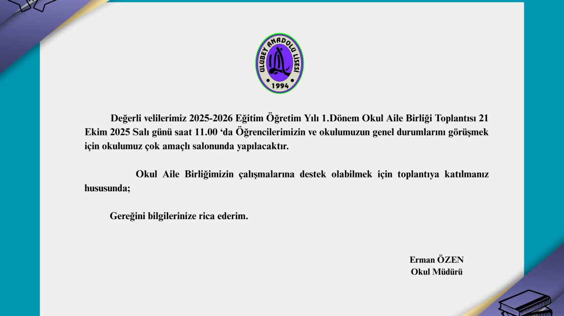 2025-2026 Eğitim Öğretim Yılı Okul Aile Birliği Toplantısı